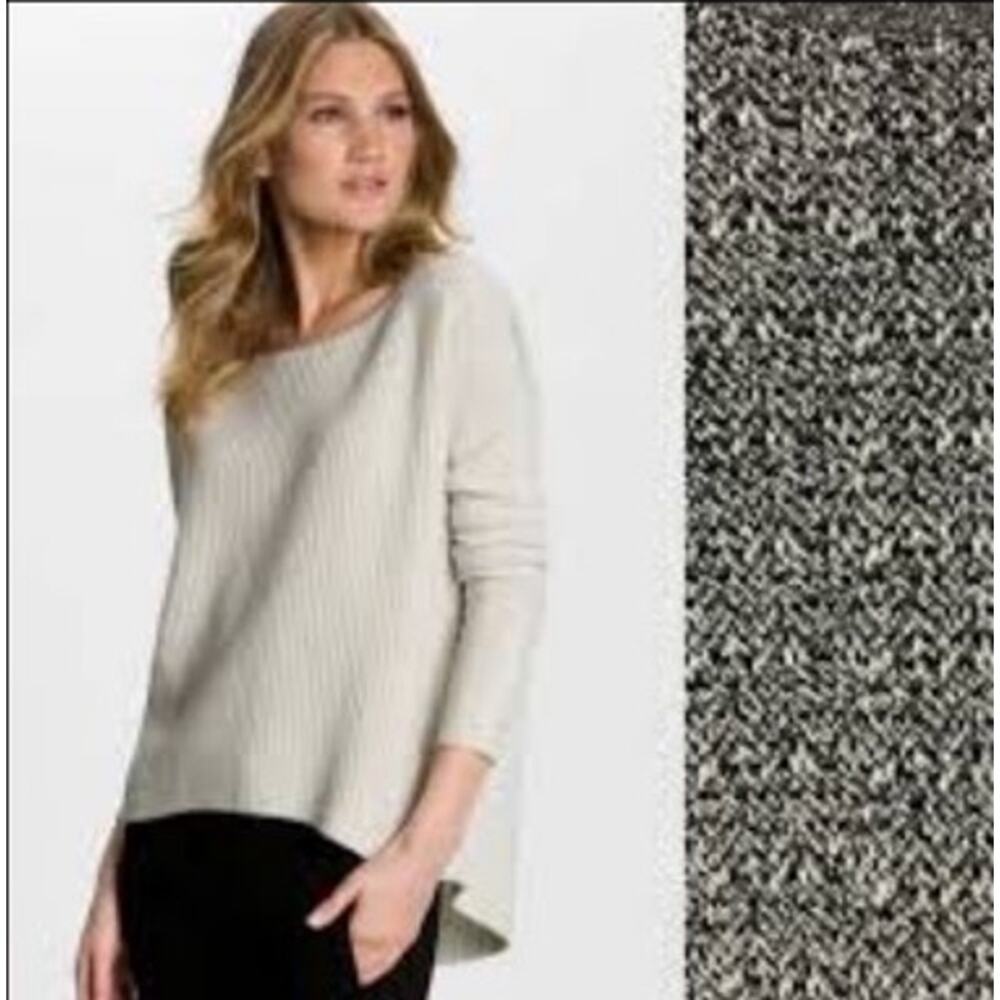 Theory Efina C Loryelle Grey Marled Tweed Wool Baby Alpaca Silk Sweater Small